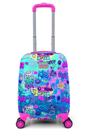Kids Lavender Water Green Graffiti Patterned Child Luggage 16731