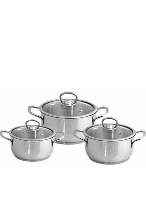 Samira Glass Covered Steel Cookware Set 16 Cm 18 Cm 20 Cm