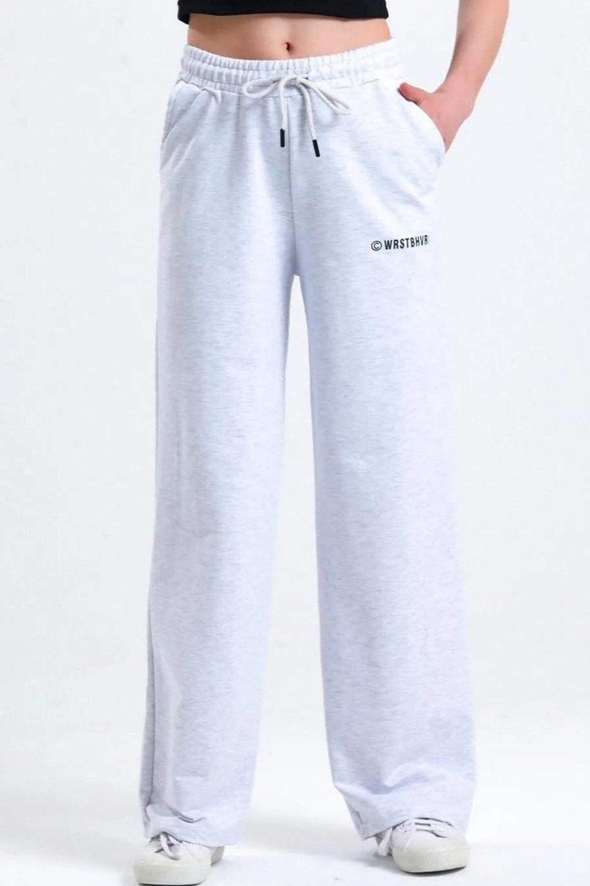 Women's Gray Melage Wide Leg Sweatpants - Swordslife