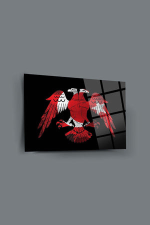 Eagle Turkish Flag 2 Glass Painting-Seljuk Eagle-Flag Painting-Double-Headed Eagle - Swordslife
