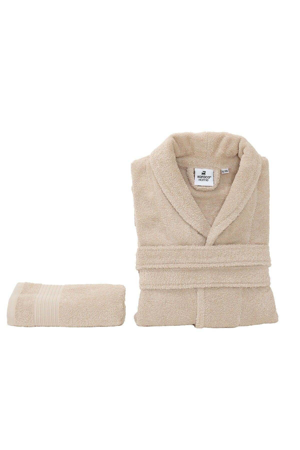 Olivia Beige 100% Cotton Bathrobe Set S/m - Swordslife