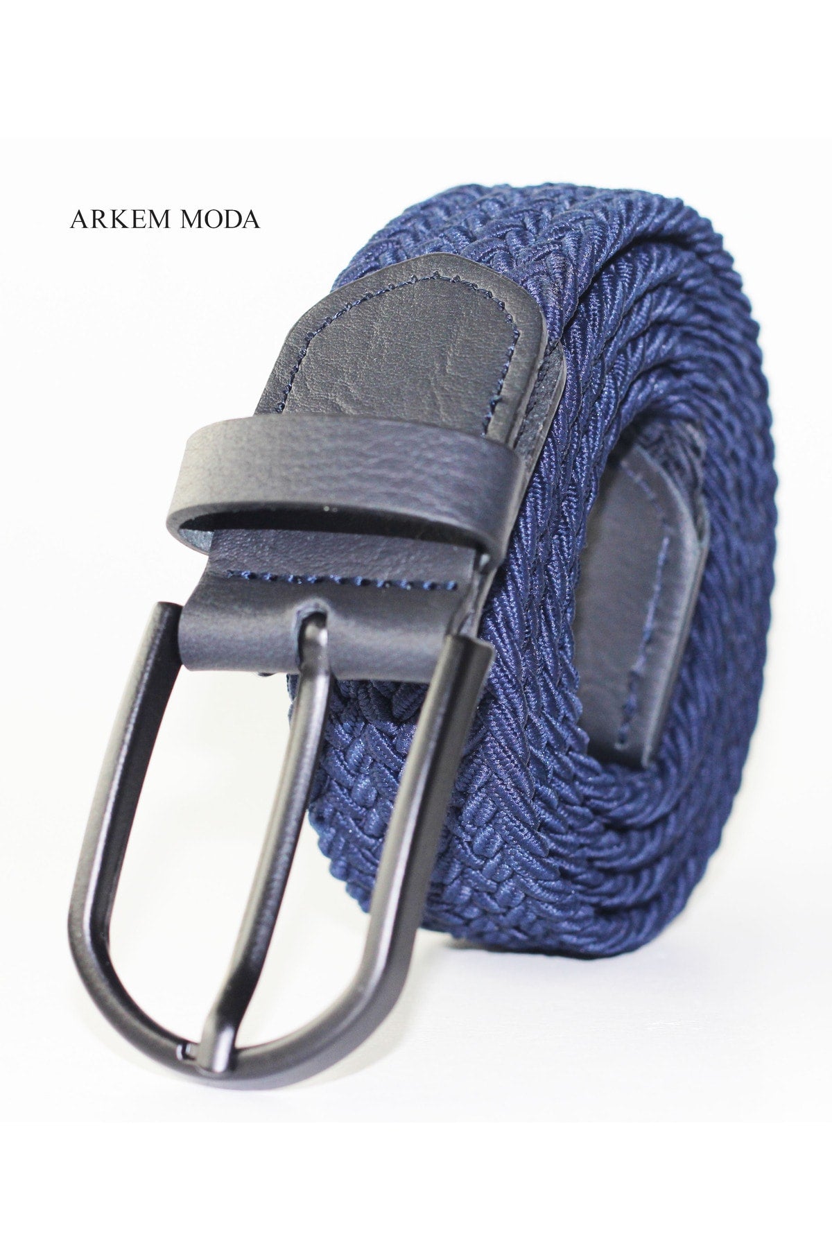 Braided Elastic Belt Navy Navy Men'S Belt 3,5 Cm