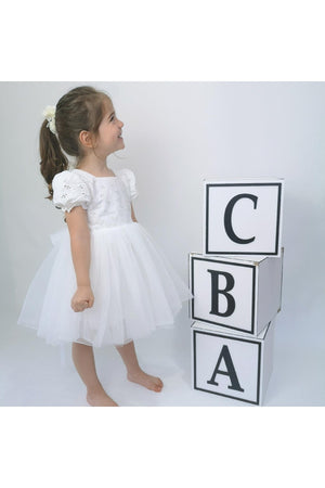 Watermelon Sleeve Embroidered Tutu White Kids Dress (Must Read Product Description)