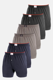 Men'S Colored 6 Pieces Single Jersey Boxer Dark (100% Cotton)