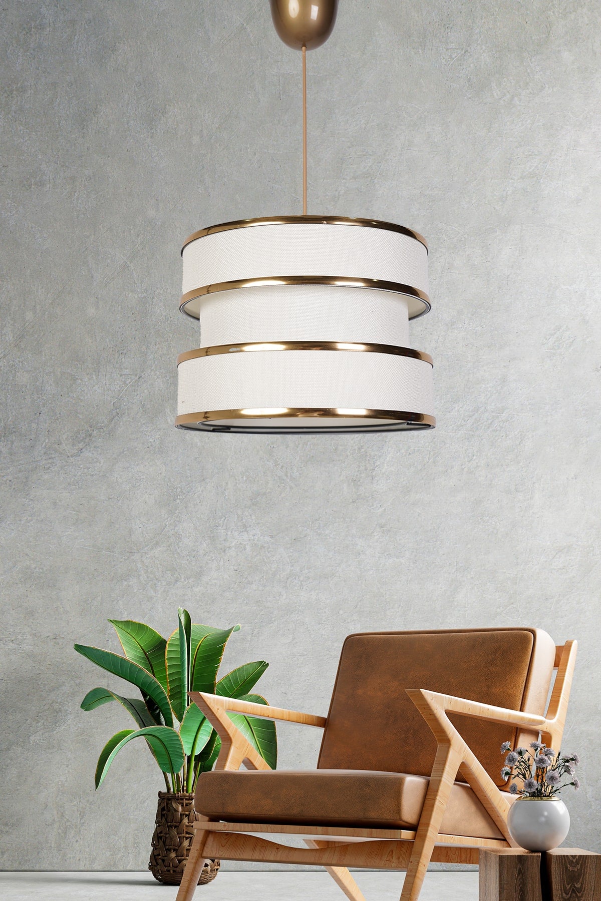 Gravier Chandelier Gold-White Mdrn-45