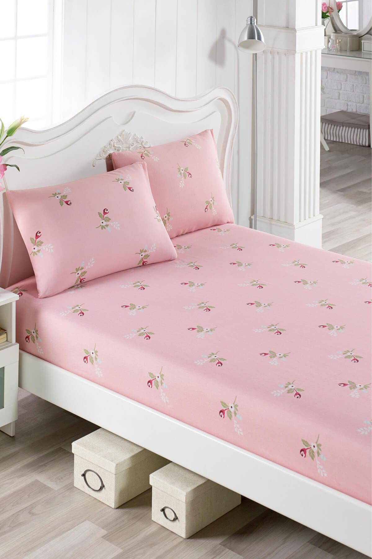 Single Pes Elastic Bed Sheet Set Alanur Pink - Swordslife