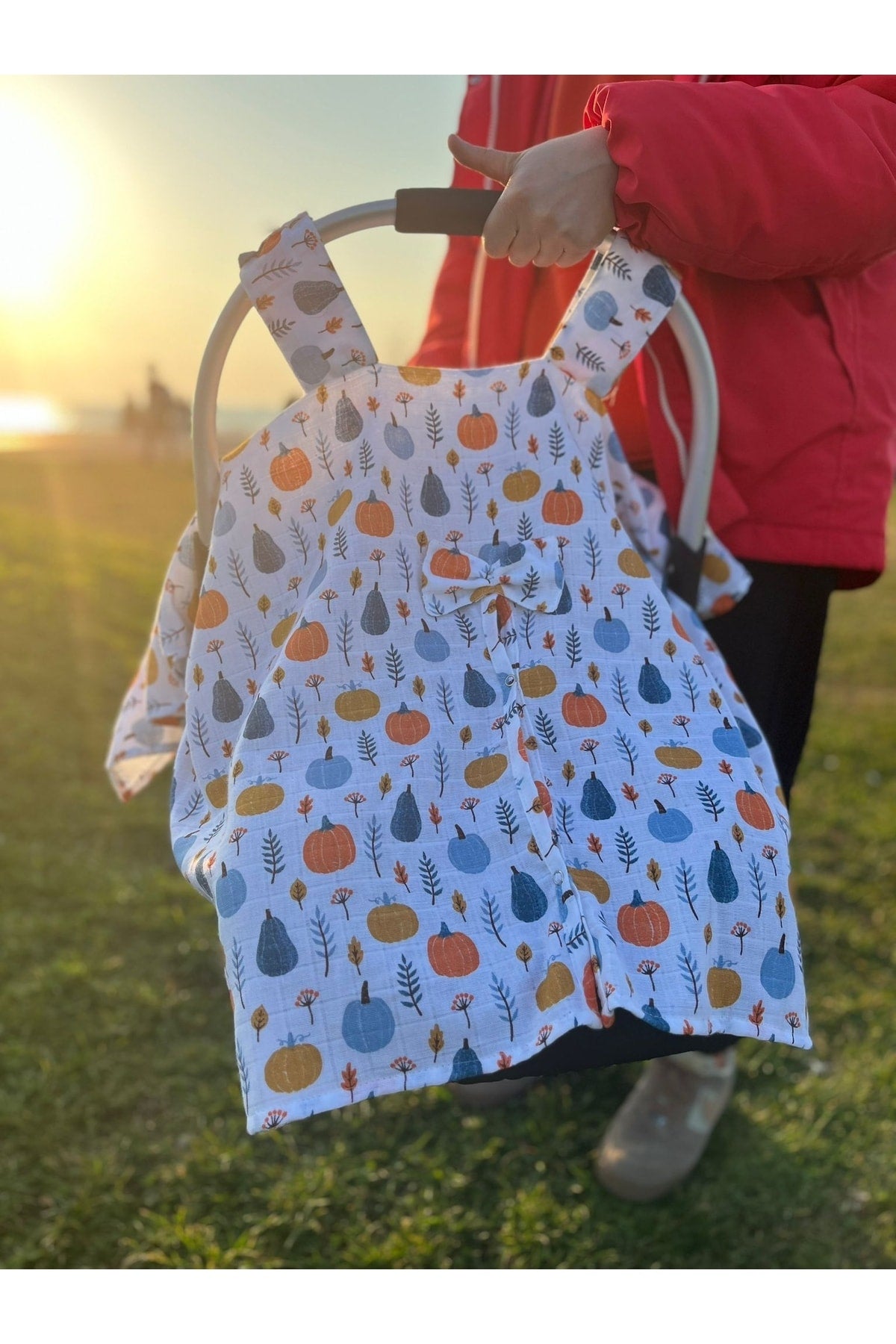 Run Baby Muslin Fabric Push-Up Stroller Cover (Balkabak) 75X100Cm