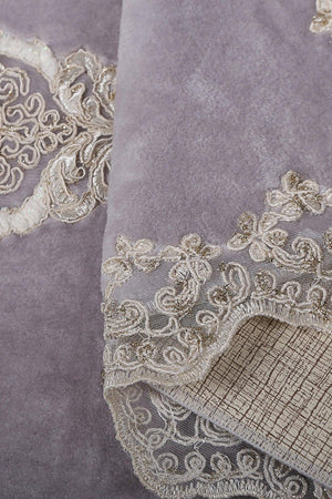Lisa Cornered Gray 2-Piece French Lacy Bath Mat Set Dowry Closet Set - Swordslife