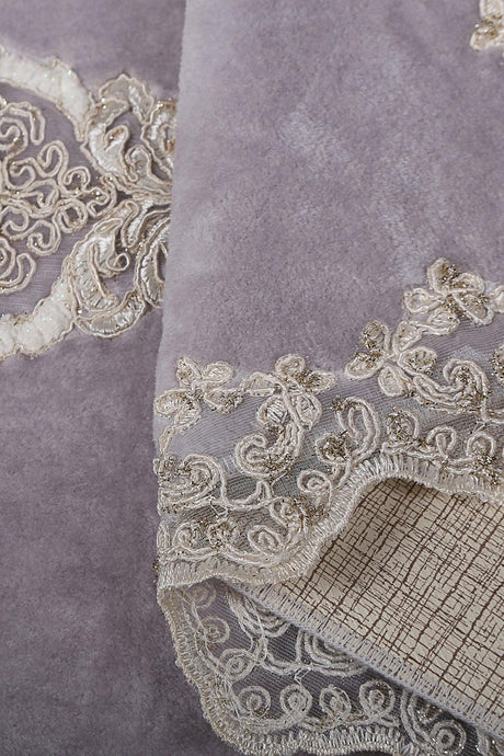 Lisa Cornered Gray 2-Piece French Lacy Bath Mat Set Dowry Closet Set - Swordslife