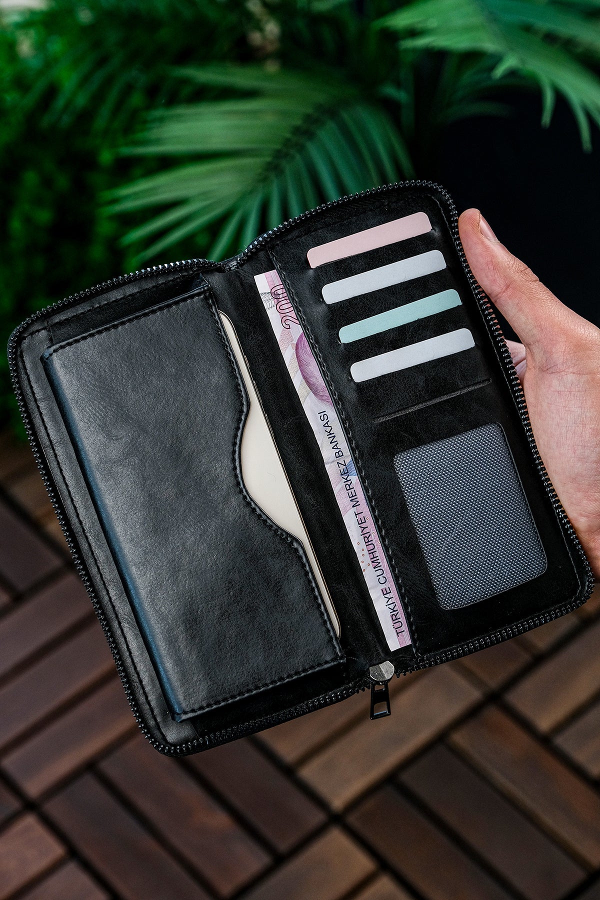 Unisex Vegan Leather Card Holder Wallet With Phone Compartment Xclub