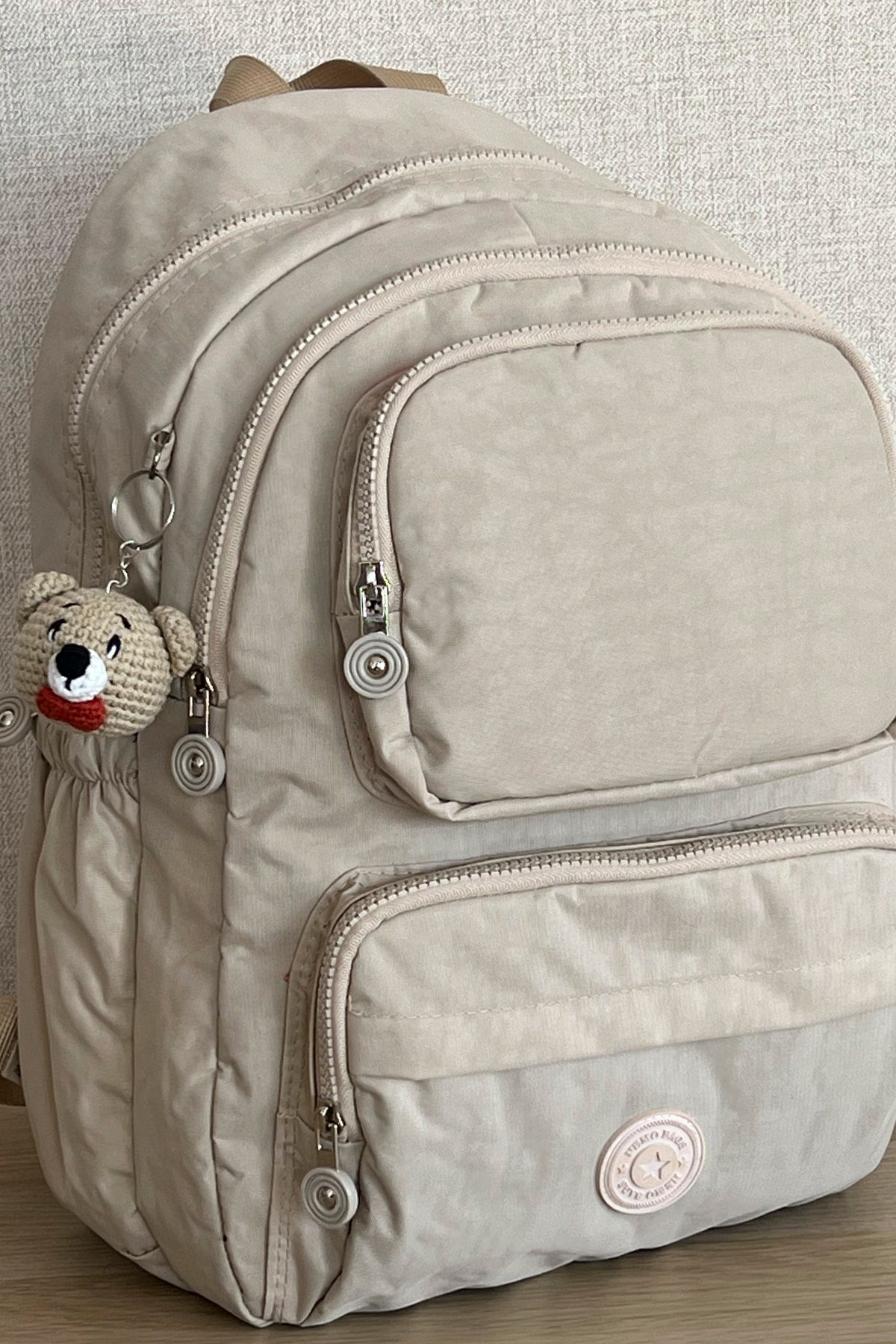 Dirty Cream Backpack School Bag 14 Inch Laptop Travel Bag Duomino 18 Lt 40X30X15Cm