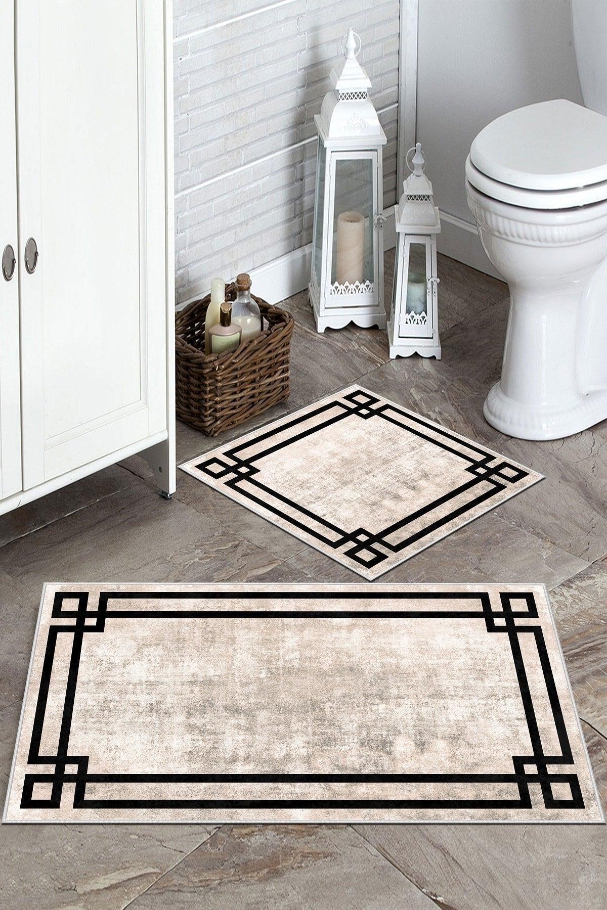 Non-Slip Base Washable 2 Liter 60x100 - 50x60 Bathroom Carpet Doormat Closet Set - Swordslife