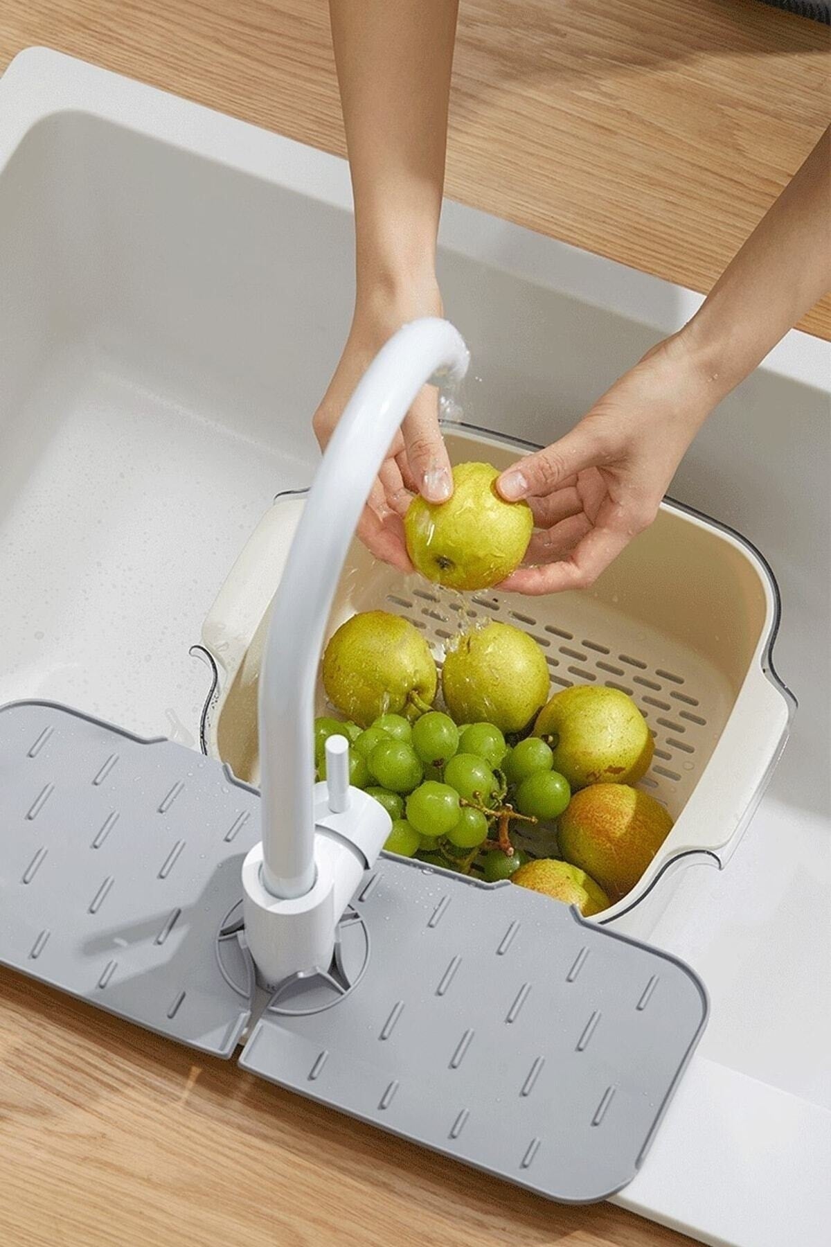 Water Trap Faucet Mat Protective Sink Faucet And Mixer Mat For Kitchen And Bathroom Gray