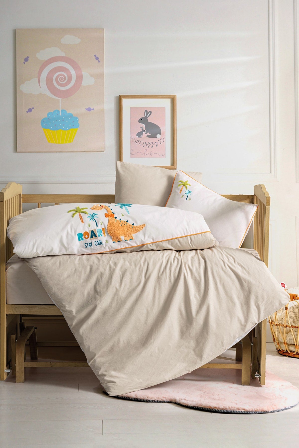 Punch Embroidered Baby Duvet Cover Set Kiddo Cream