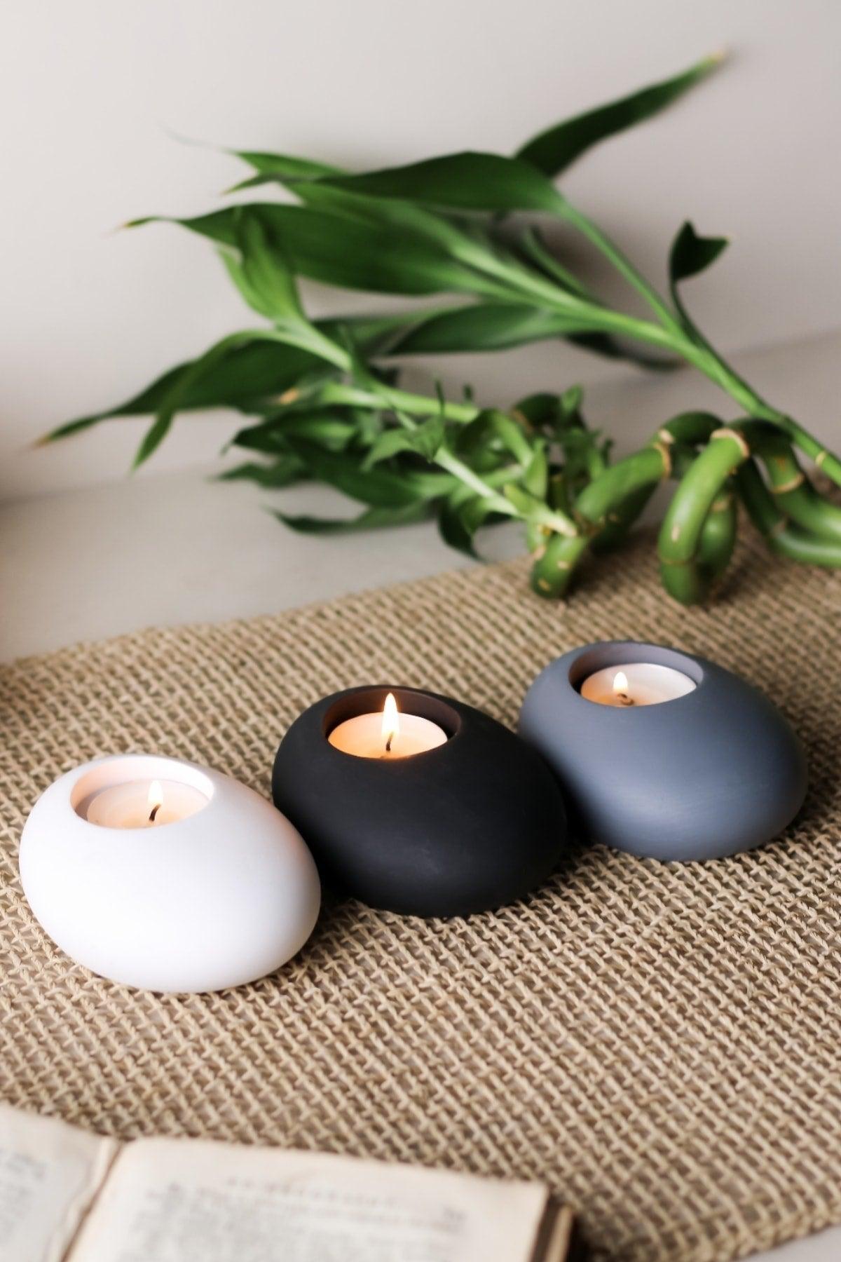 3 Color Concrete Candle Holder (Black, White, Gray) - Swordslife