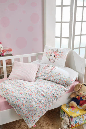 Baby Duvet Cover Set Bunny Pink