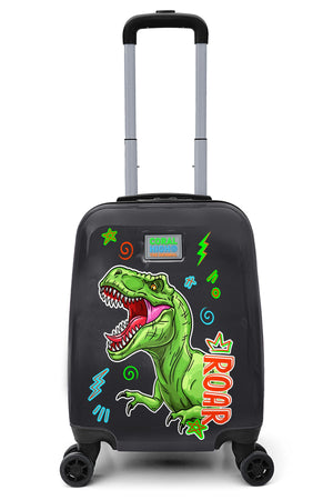 Kids Black Gray Dinosaur Patterned Child Suitcase 16735