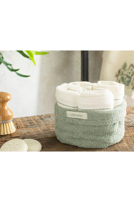 Quadro Cotton Towel Set of 4 30x40 Cm Water Green-ecru - Swordslife