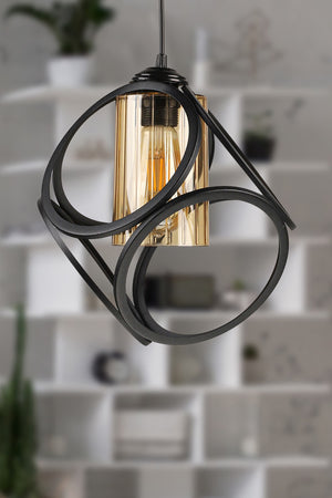 Aydın Single Chandelier Black Honey Acrylic