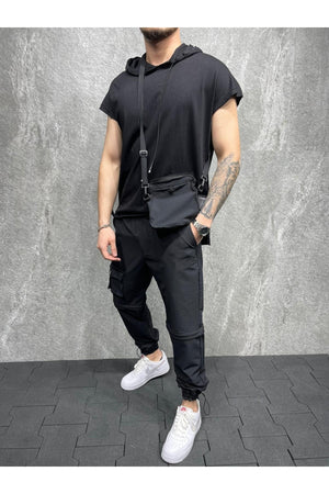 Men'S Black Bag Accessory Trousers+Tshirt