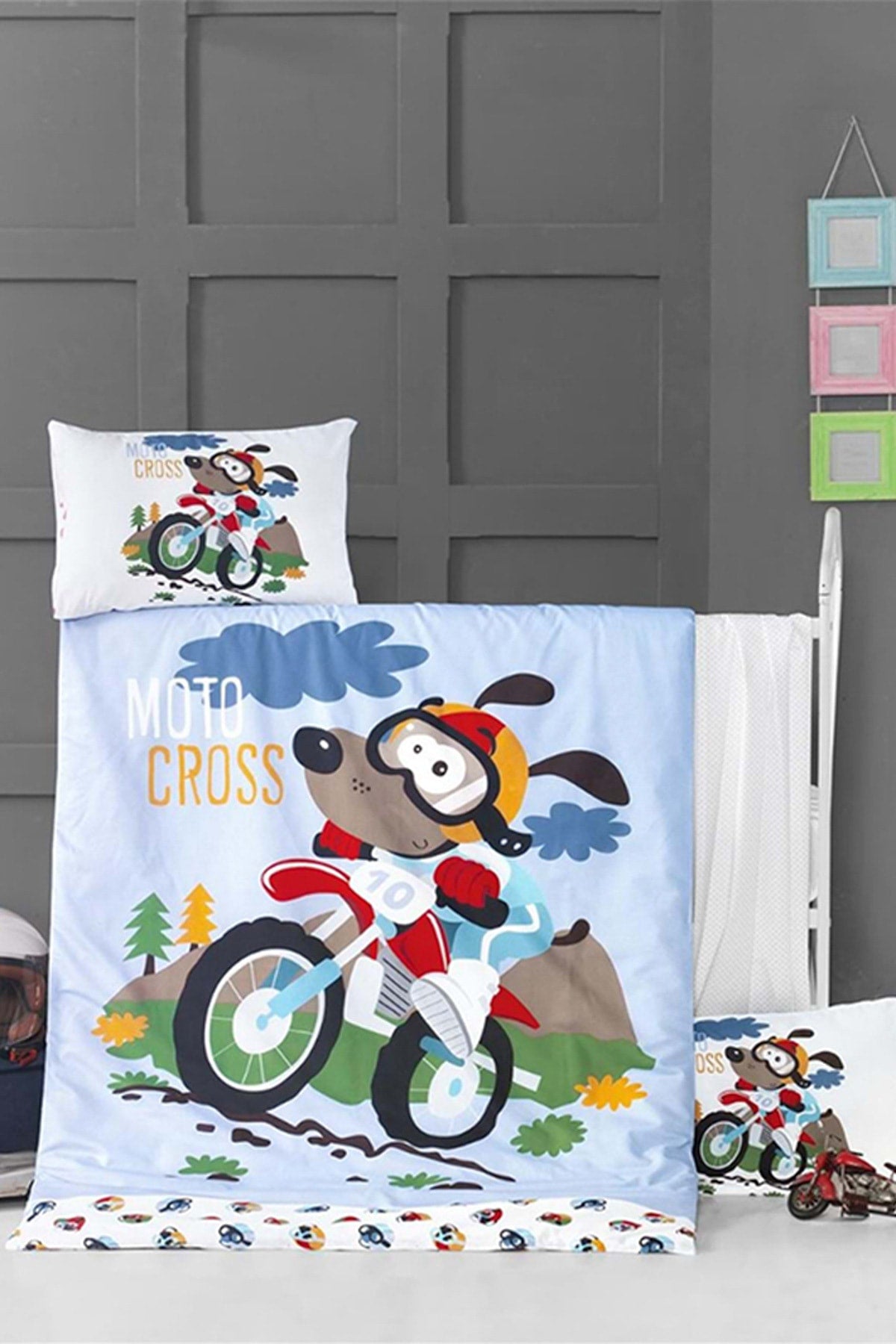 Victoria Baby Boy Duvet Cover Set 100X150 Boxed Motorcross