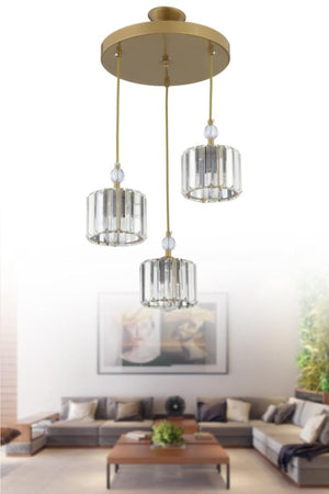 Maya 3-Piece Antique Y-10 Stone Chandelier