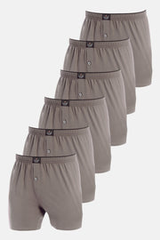 6 Pack Men'S Single Jersey Boxer Smoked Cotton