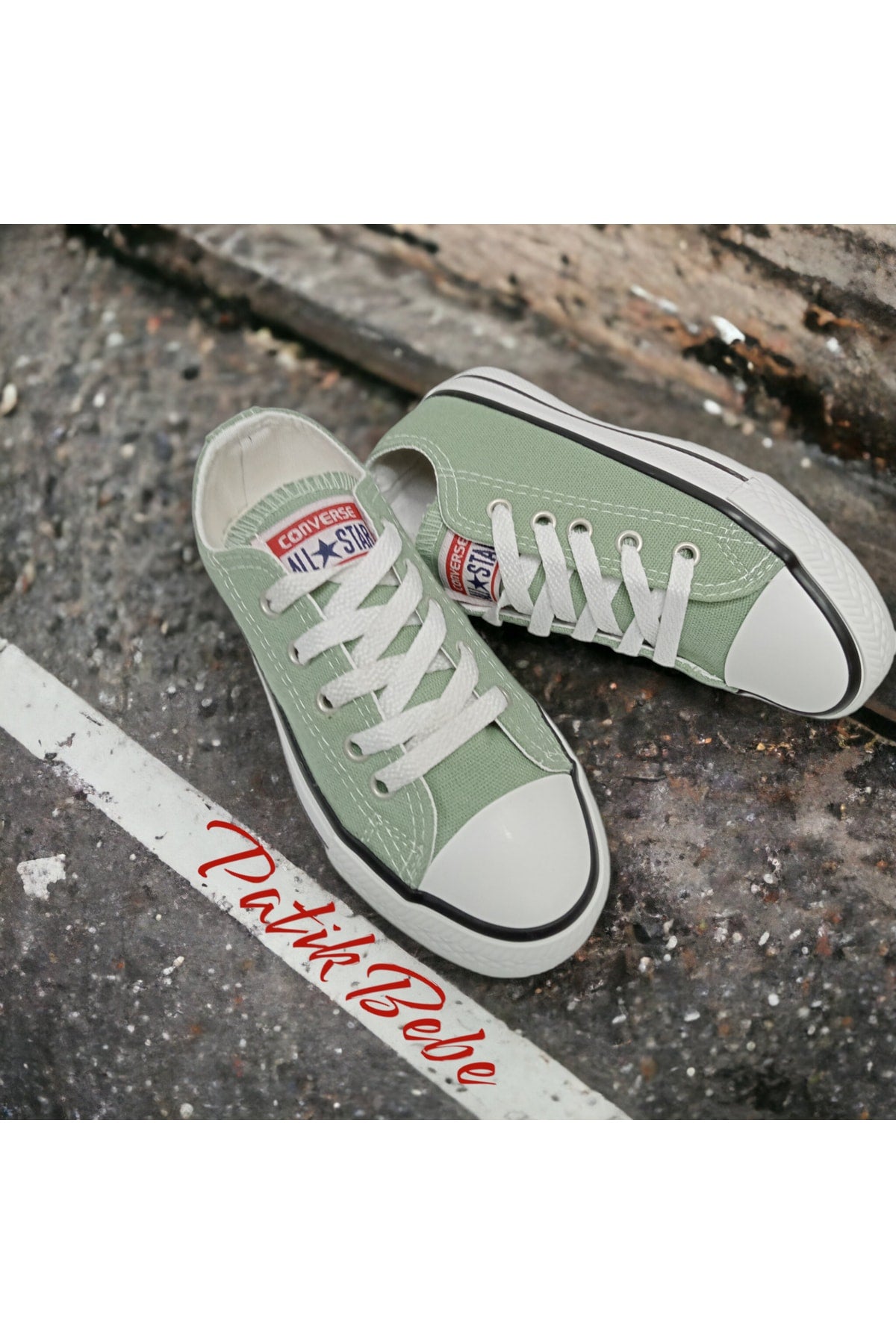 Pistachio Green Short Linen Converse Shoes