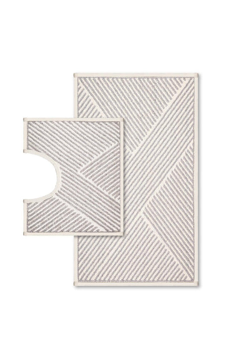 Moana Natural Cotton Bathroom Rug Set 50x80+40x50 Cm - Gray - Swordslife