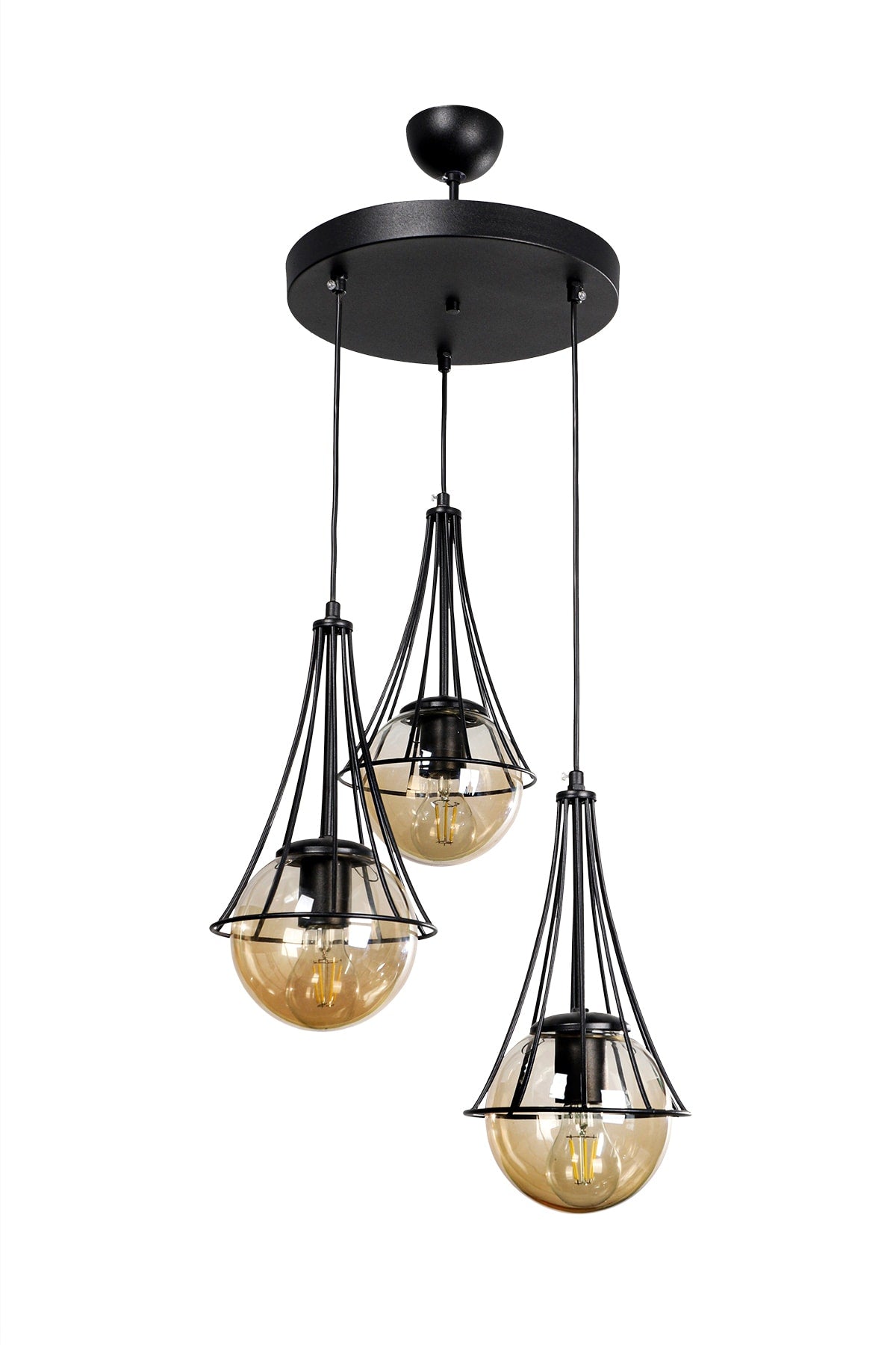 Lapis 3rd Black-Honey Globe Glass Chandelier