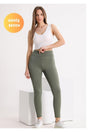 Curve Plus Size Ribbed High Waist Contouring Khaki Leggings - Swordslife