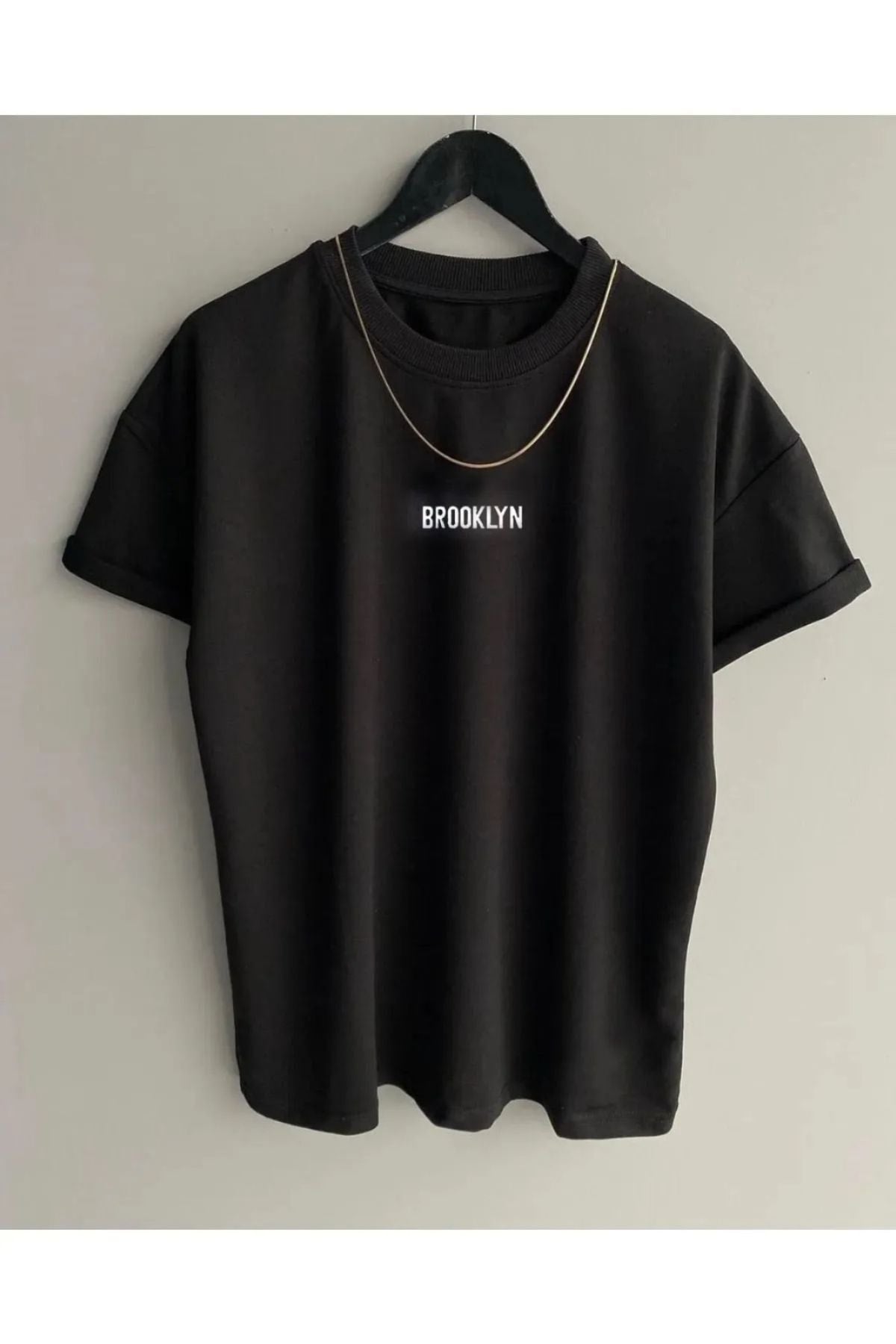 Black Street Men'S Black Brooklyn Oversize Crew Neck Tshirt