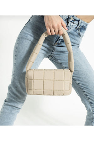 Puff Fabric Cross Shoulder Bag Baguette