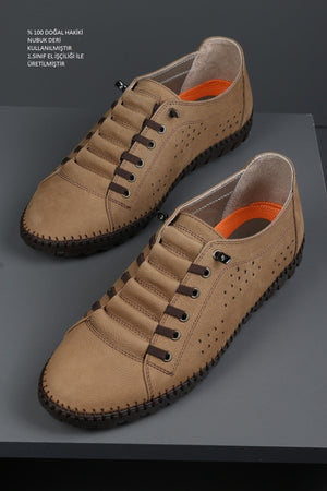 Casual Elastic Laceless Summer Genuine Leather Men'S Shoes