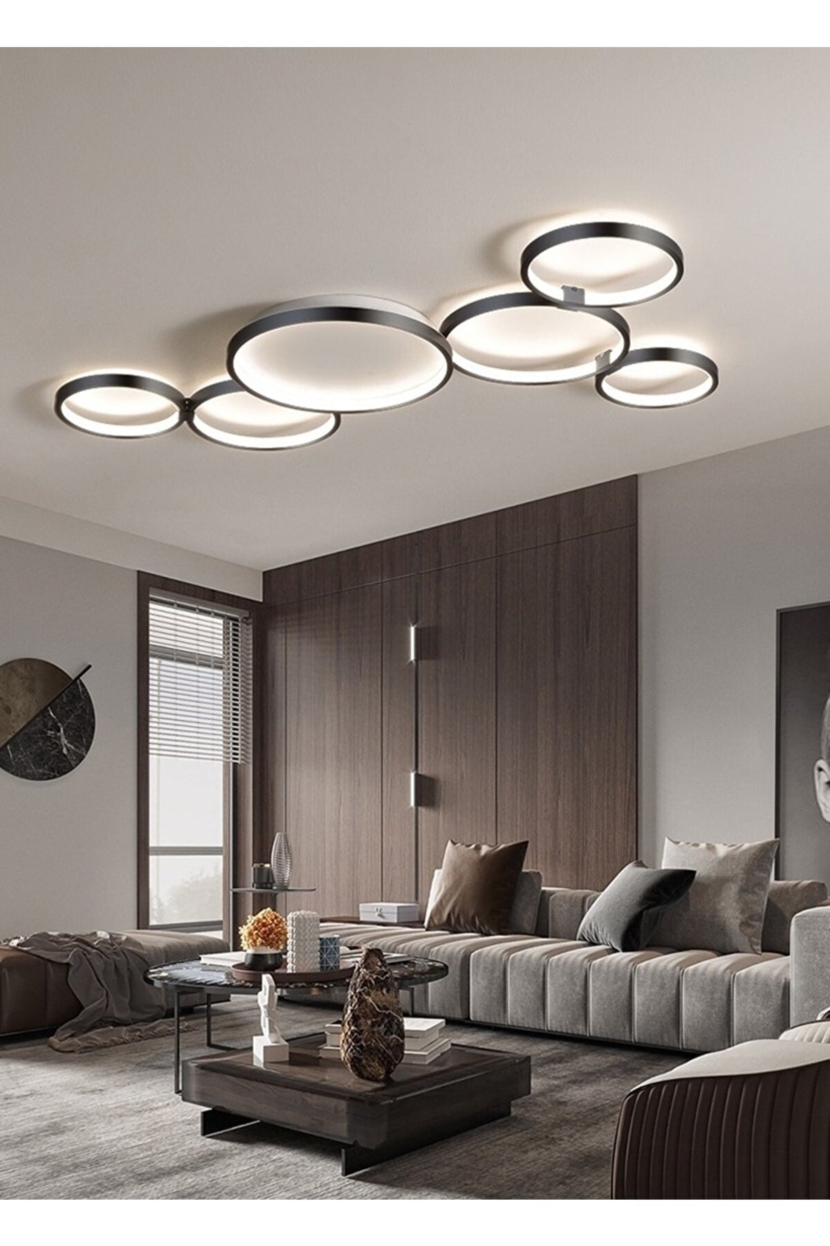 Yasolin Modern Black Case Led Chandelier