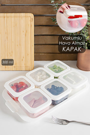 6-Piece Breakfast Storage Container With Tray Silicone Lid Storage Container With Lid Breakfast Set