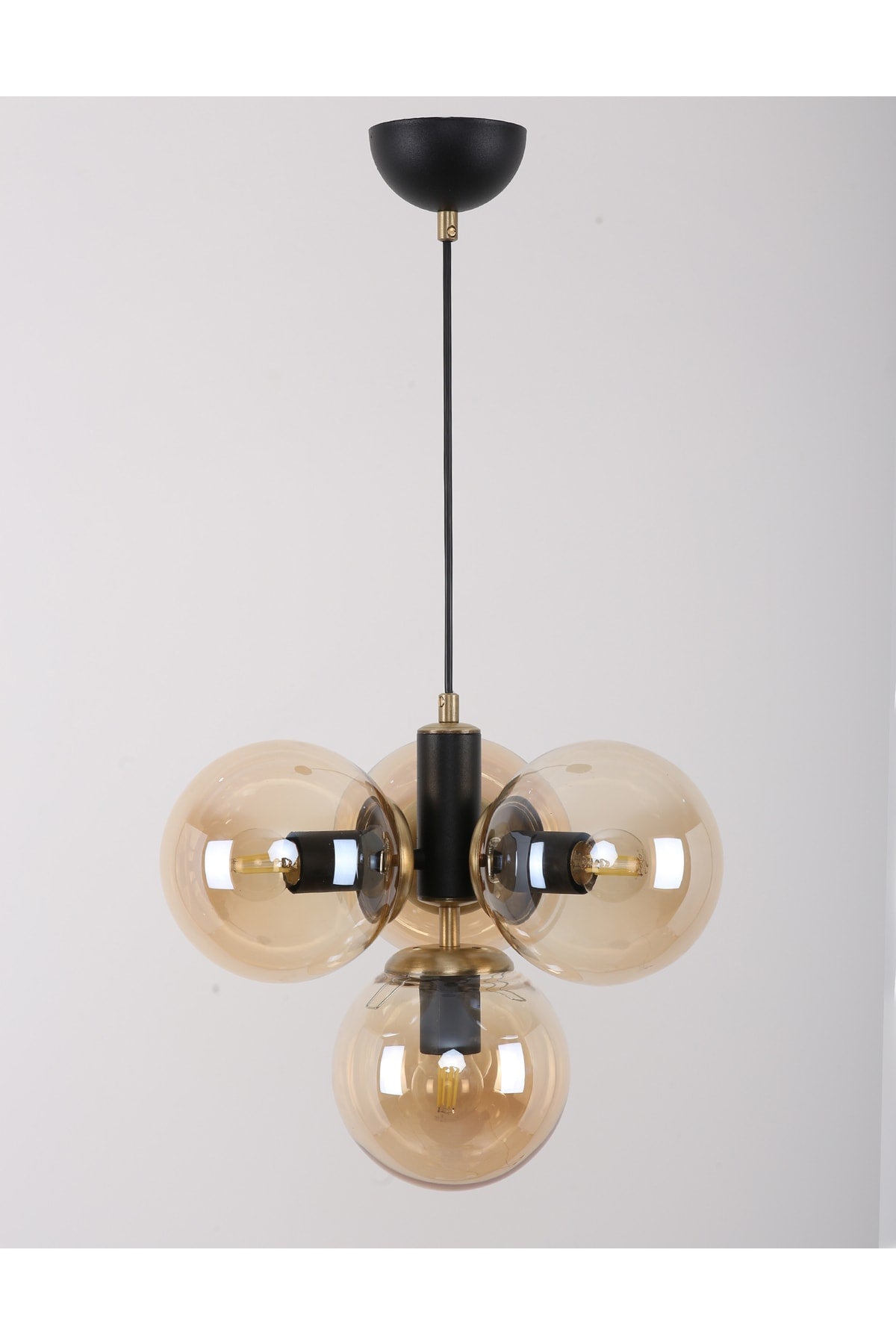 Hector 4-Piece Black Antique Honey Glass Chandelier
