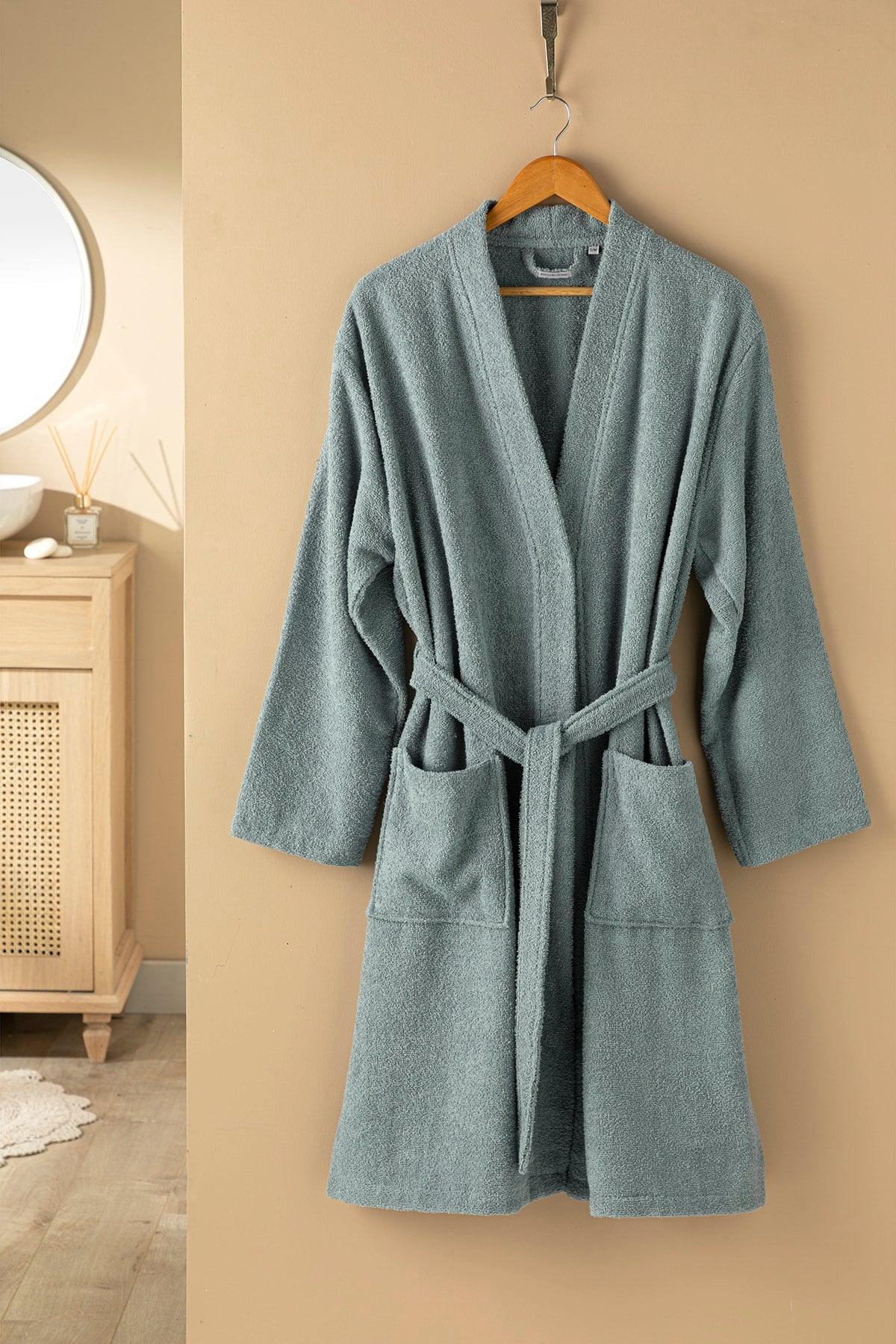 Plain Cotton Men's Bathrobe Sm Indigo - Swordslife