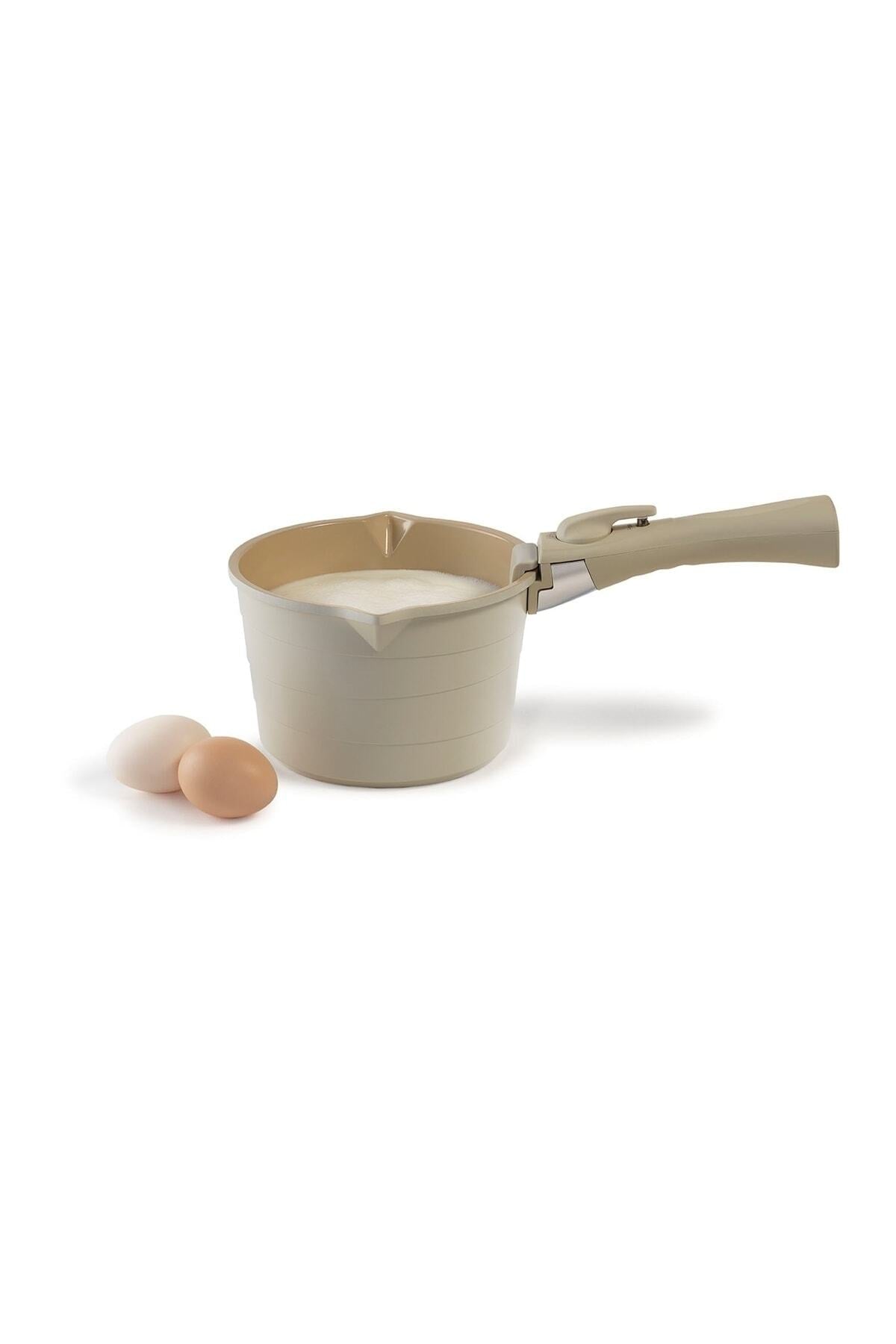 Midas Beige 11 Pieces Set Of Interlocking Pots And Pans With Detachable Handles