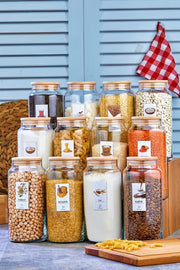 12 Labeled Glass Jars With Lids Vacuum Storage Container Jumbo Size 1300 Ml