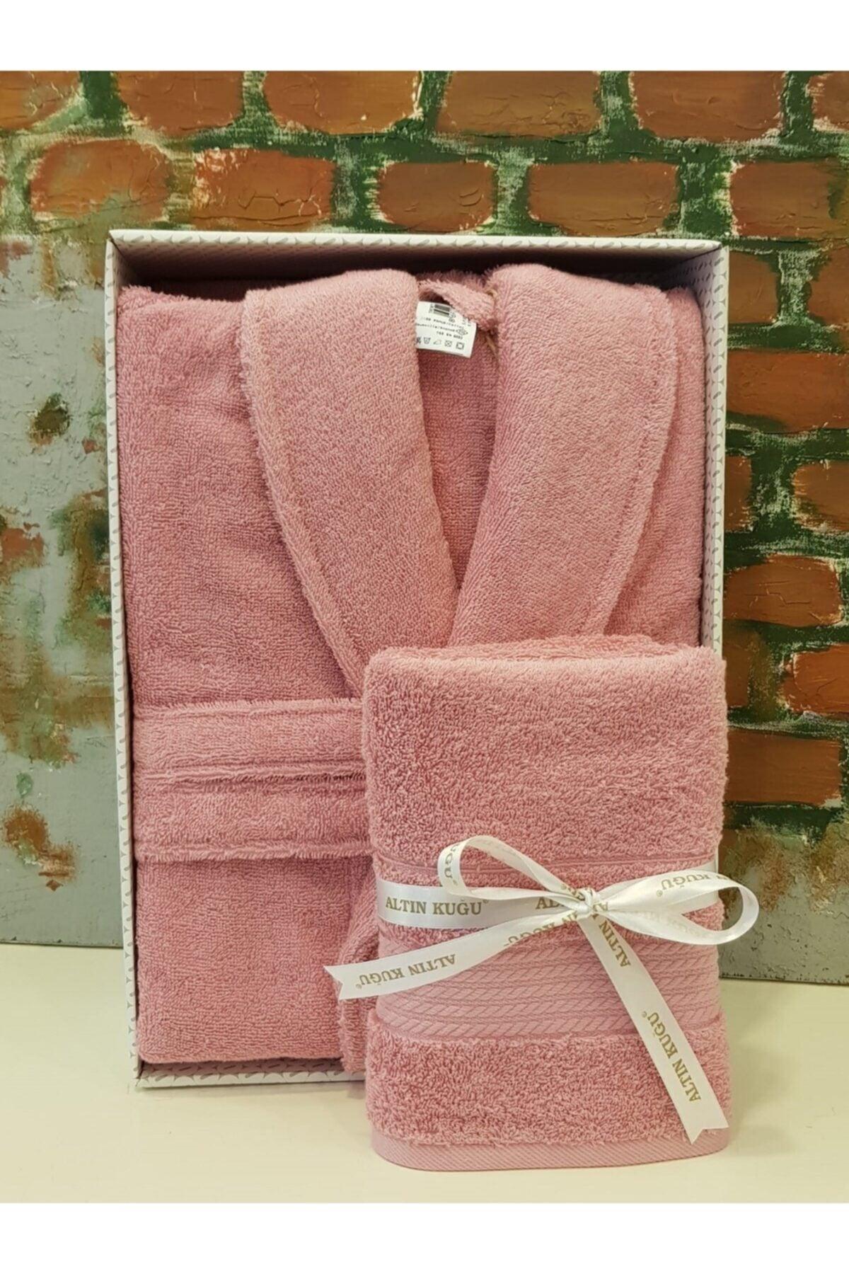 Trendy Salyaka Bathrobe + Head Towel- Dark Pink - Swordslife