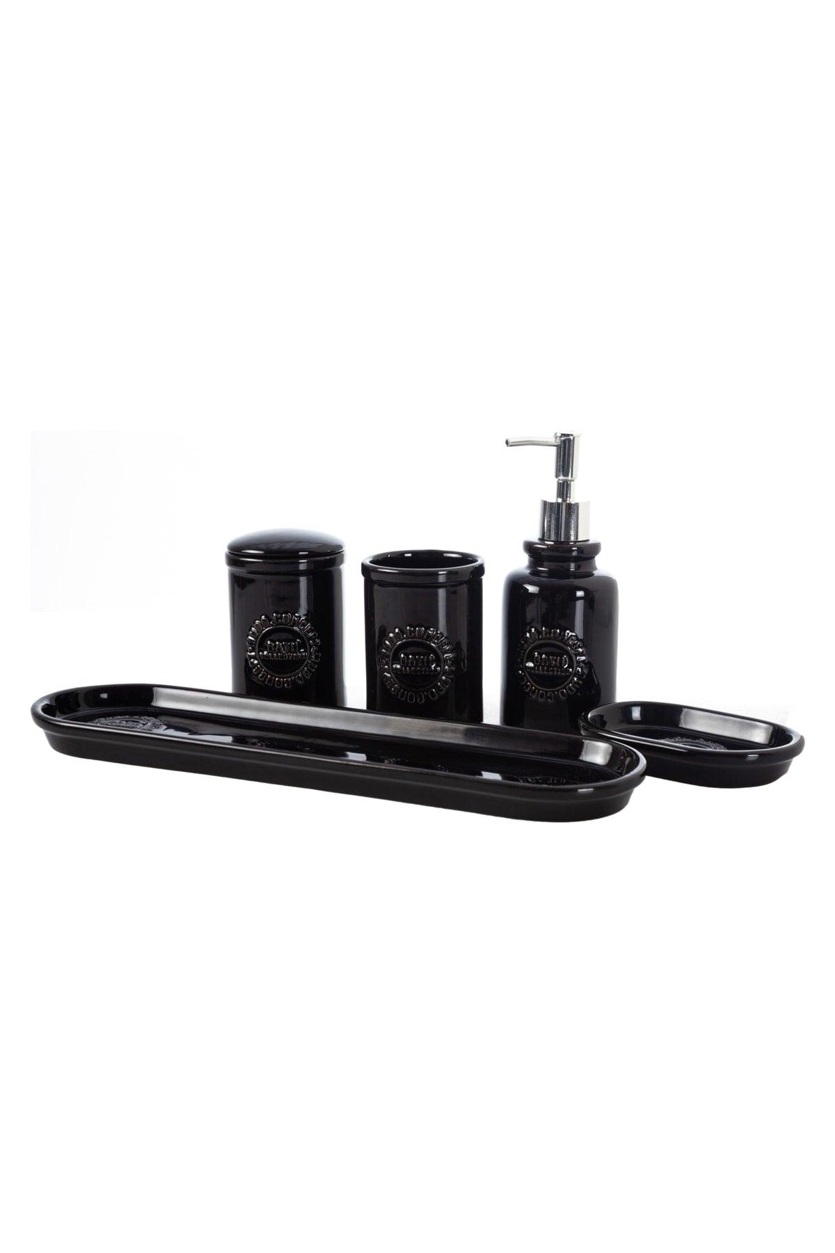 Box of 5 Bathroom Set Gloss Black - Swordslife