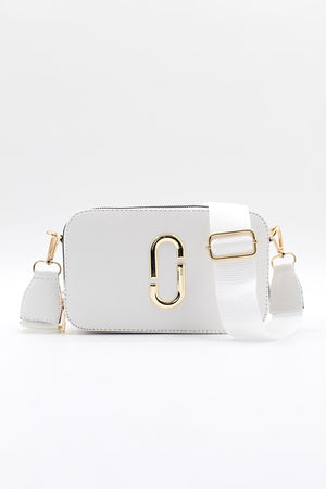 Women'S White Two Eyed Pocket Hand Shoulder Bag