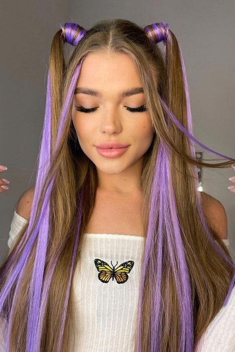 Women's Purple Side Snap Hairpiece 50 cm - Swordslife