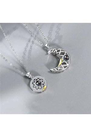 Moon And Sun Magnetic Lover Necklace 100 Languages I Love You Written Projection Couple Necklace - Swordslife