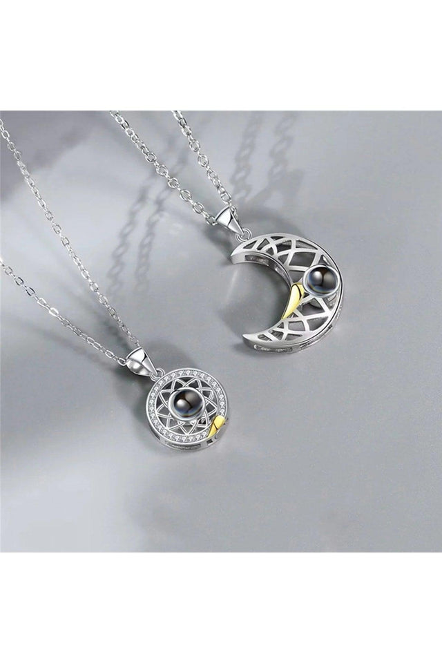 Moon And Sun Magnetic Lover Necklace 100 Languages I Love You Written Projection Couple Necklace - Swordslife