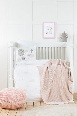 Elephant Sky Pink 100% Cotton Embroidered Private Baby Set