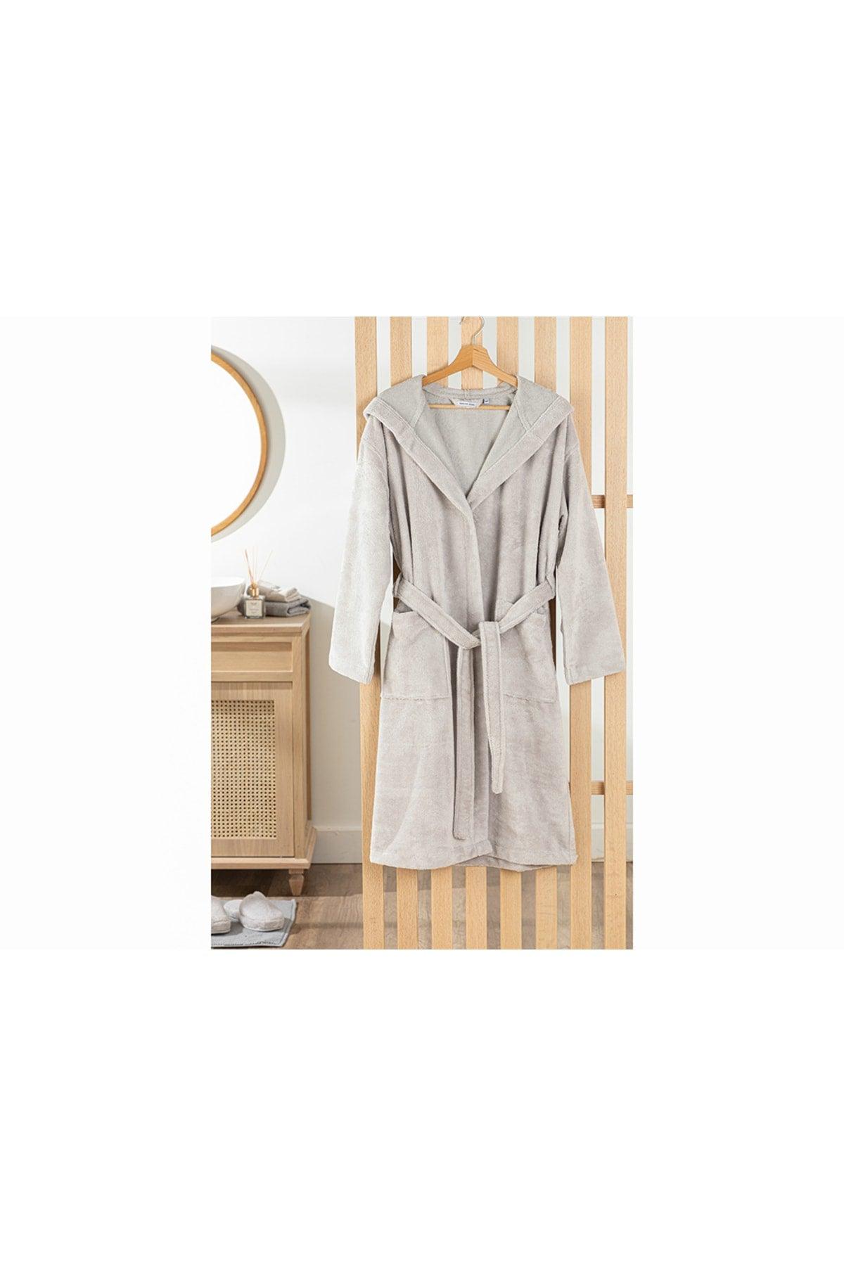 Softy Triga Cotton Hooded Bathrobe L-xl Gray - Swordslife