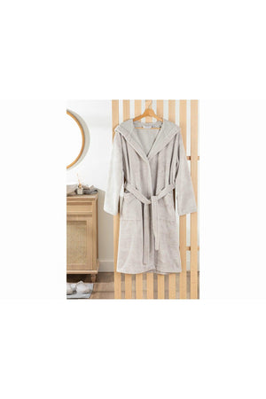 Softy Triga Cotton Hooded Bathrobe L-xl Gray - Swordslife