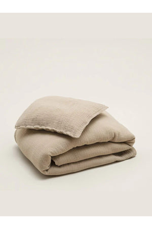 Baby Duvet Cover Set 70X110 Cm 100% Organic Cotton 15 Cm Bed Height (Beige)